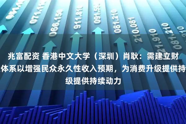 兆富配资 香港中文大学(深圳)肖耿:需建立财富创造体系以增强民众永久性收入预期,为消费升级提供持续动力